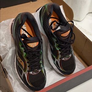 Saucony Men’s Black with Green & Orange Running Sneakers